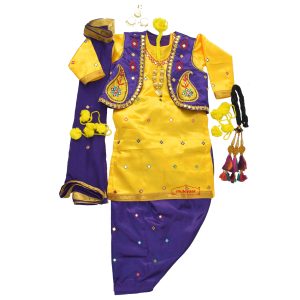 girl bhangra costume with customized embroidery