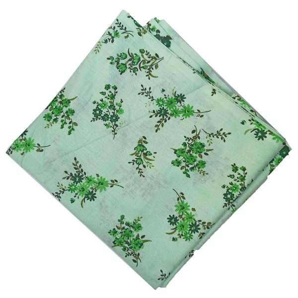 Green Flowers Printed Cotton Fabric PC564 3 Green Flowers Printed Cotton Fabric PC564