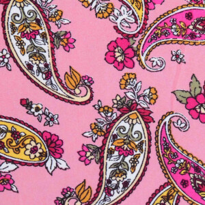Pink Paisley Design Stretchable Hosiery Fabric HF046 (Width 83″)