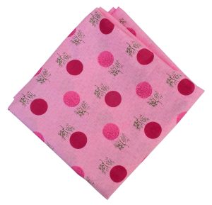 Pink Polka Print Pure Cotton Fabric PC593
