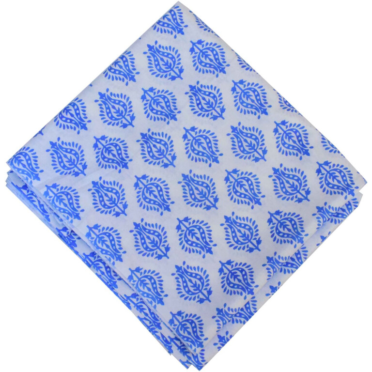 White Blue Print Pure Cotton Fabric PC595