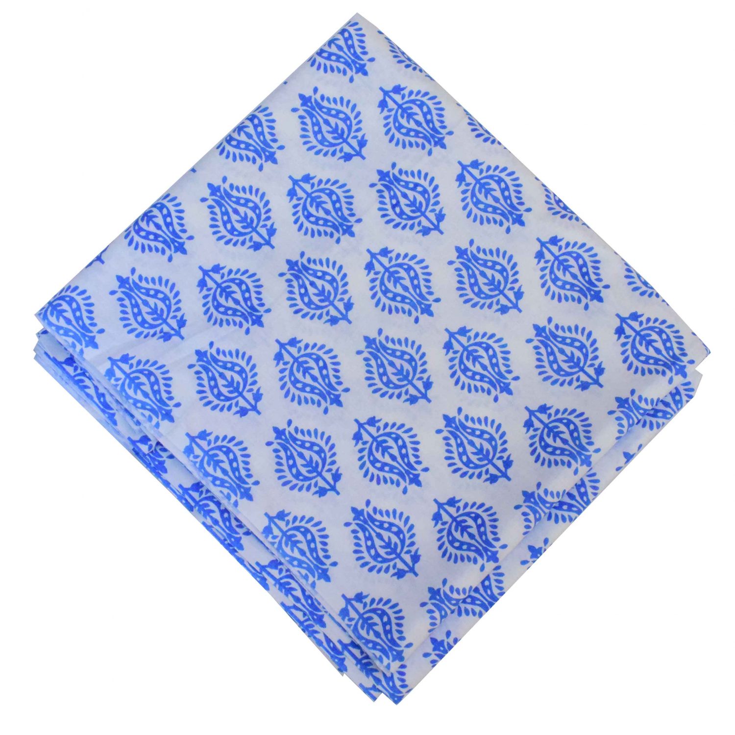 White Blue Print Pure Cotton Fabric PC595 1