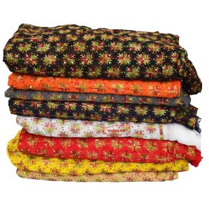 Faux Chiffon Phulkari Fabric with Sequins Work