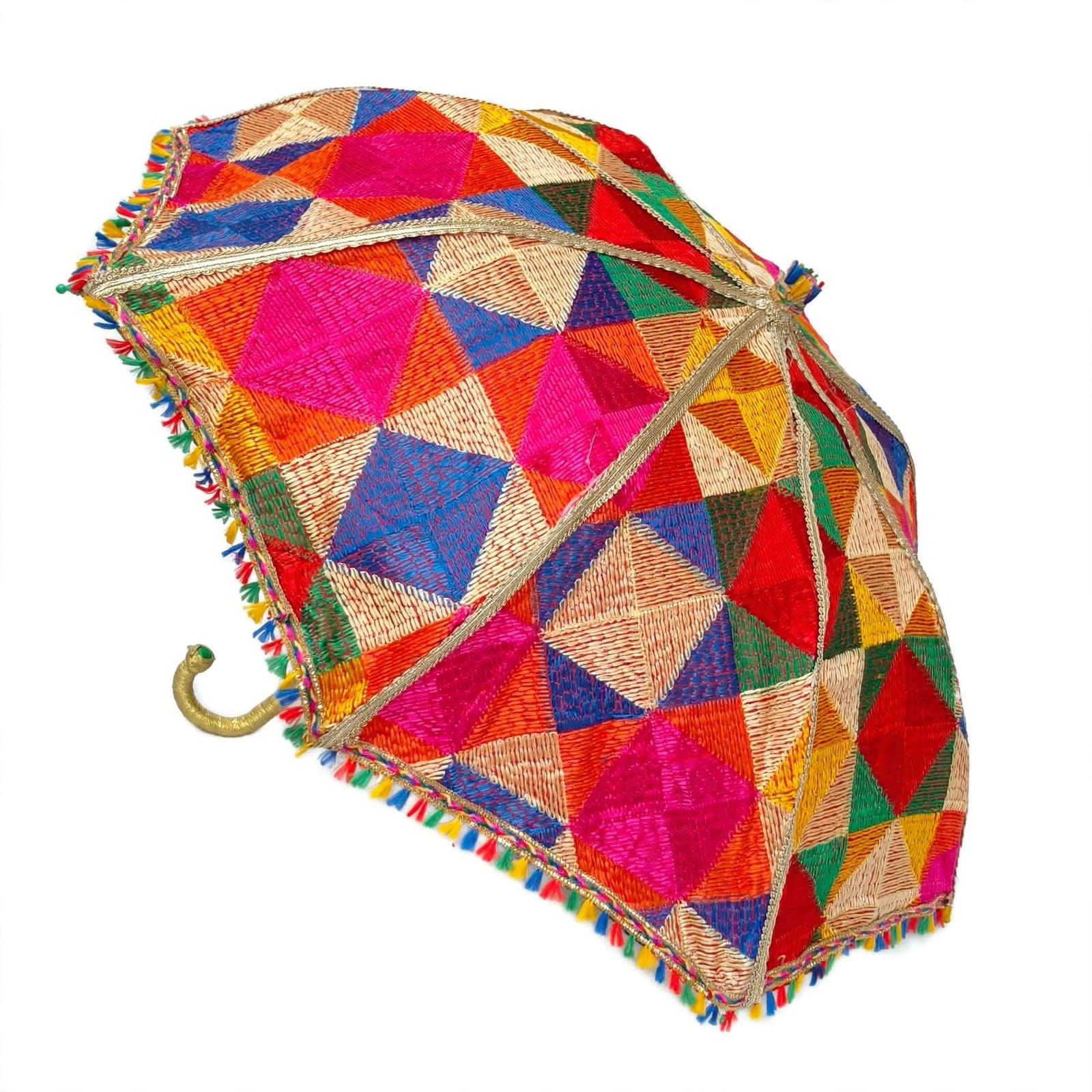 Multicolour Parantha Phulkari Umbrella Chhatri UMB06 3 Multicolour Parantha Phulkari Umbrella Chhatri UMB06