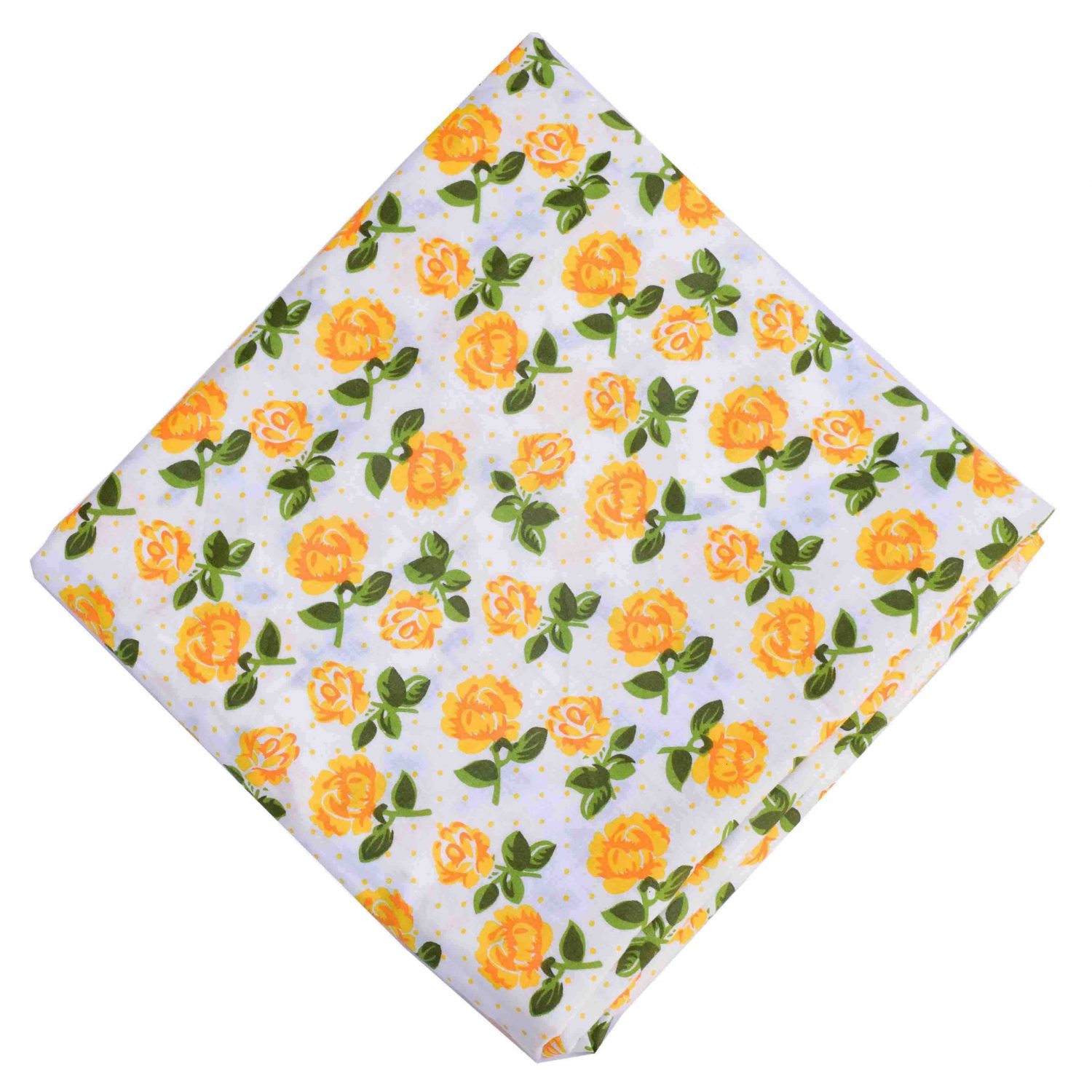 Yellow Floral Print Cotton Fabric PC602 1