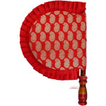 Red Brocade Punjabi Hand Fan T0287