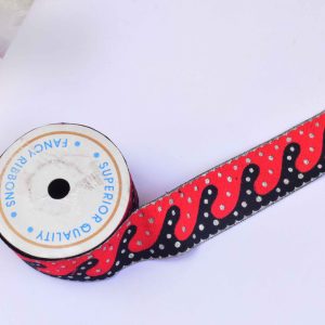 Red Black 2 inch Wide Border Lace LC289