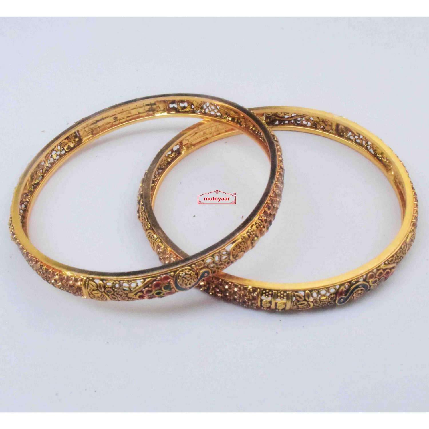 Cut Work Golden Bangles Set BN182