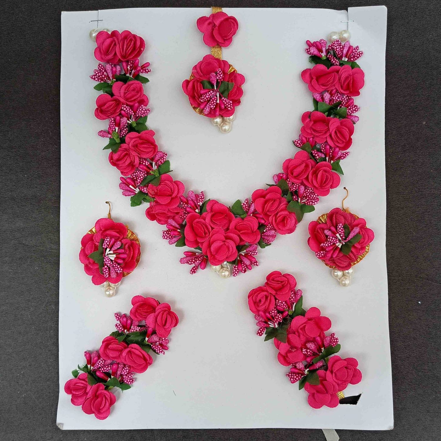 Rose Red Floral Jewellery Haldi Set HS002 1
