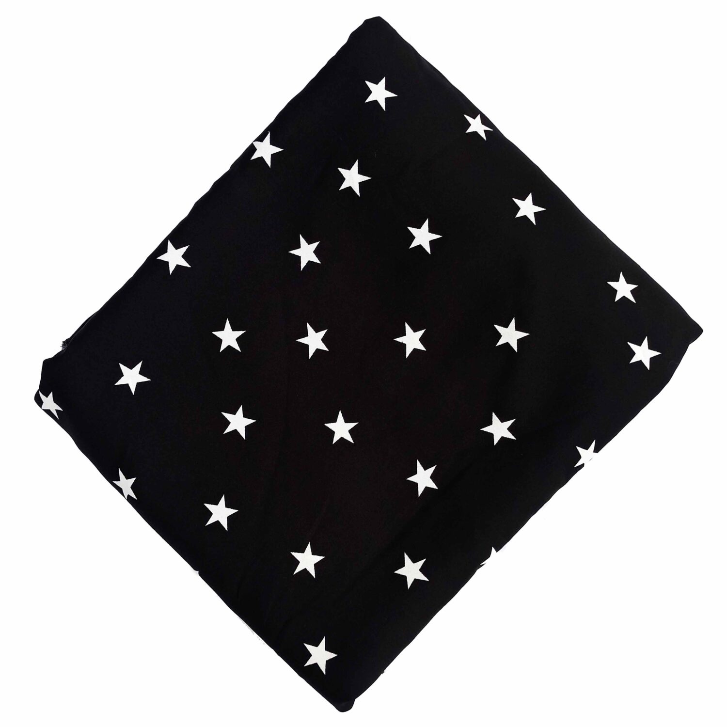 Black American Crepe Fabric with White Stars Print PAC55