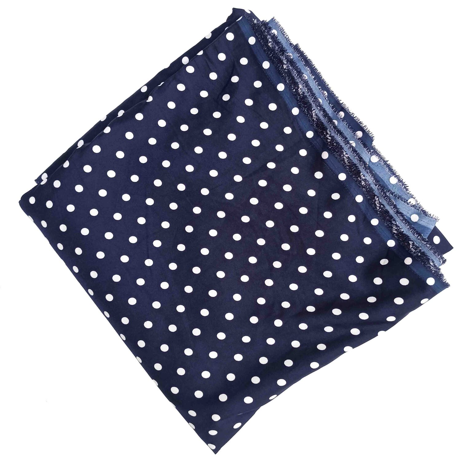 Dark Blue Polka Print American Crepe Fabric PAC58
