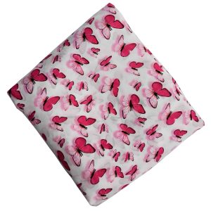 Pink Butterfly Print American Crepe Fabric PAC60
