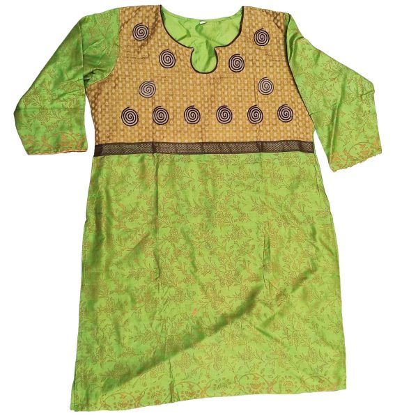 Glazed Cotton Green Kurti K0411 3 Glazed Cotton Green Kurti K0411