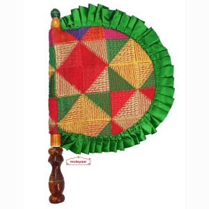 Green Satin Frill Phulkari Pakhi T0327