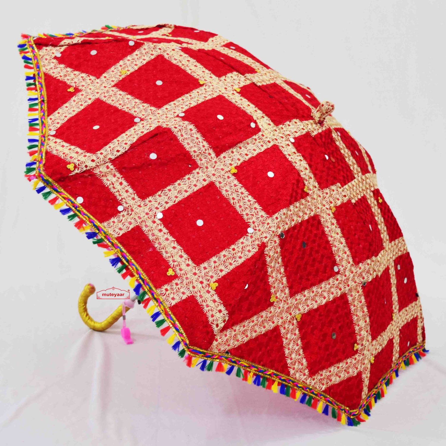 Red Embroidered Chhatri Wedding Umbrella UMB18