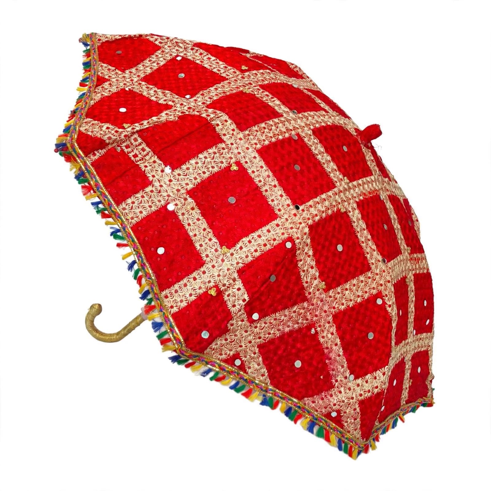 Red Embroidered Chhatri Wedding Umbrella UMB18 3 Red Embroidered Chhatri Wedding Umbrella UMB18