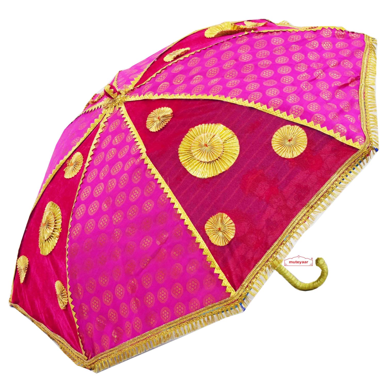 UMB19Magenta Brocade Chhatri Wedding Umbrella UMB19