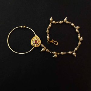 Designer Jadau Nath Nose pin J0726