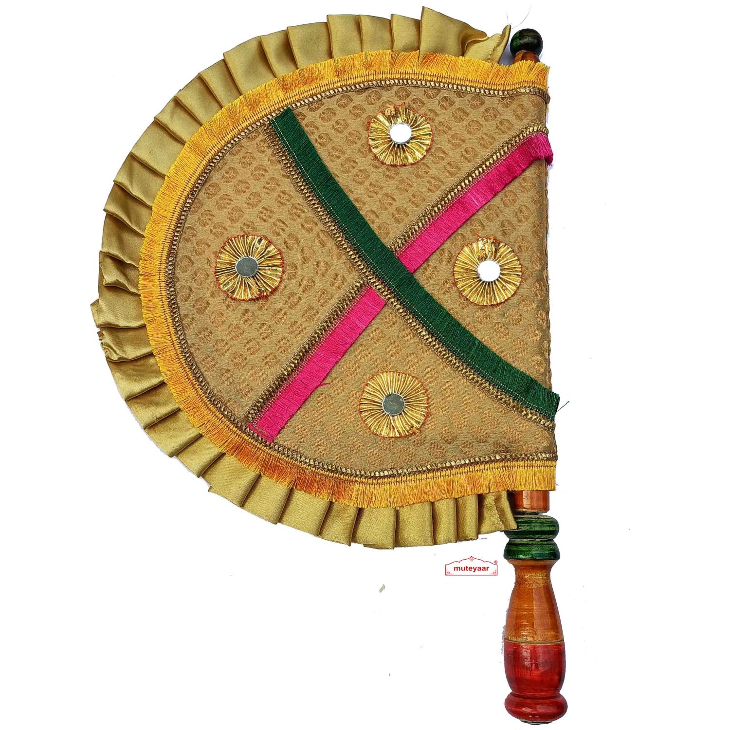 Decorated Hand Fan Pakhi T0348 1