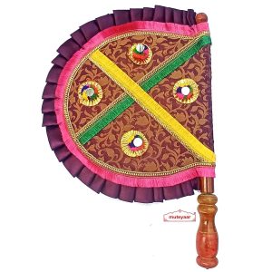 Purple Punjabi Pakhi Hand Fan T0353