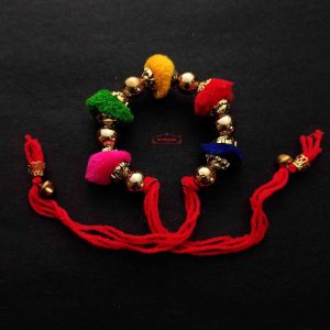 Multicolour Pompom Gana Rakhi GN037