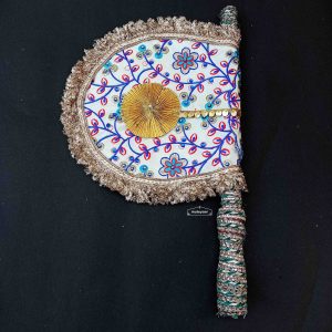 White Decorative Pakhi Hand Fan T0361