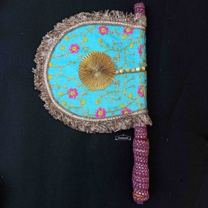 Firozi Decorative Pakhi Hand Fan T0362