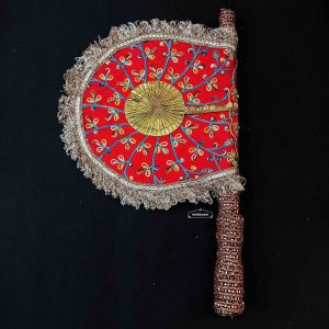 Red Punjabi Pakhi Hand Fan T0368