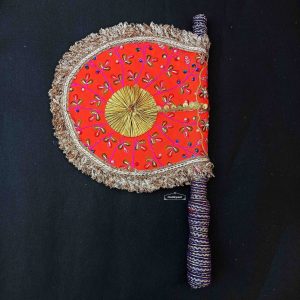Orange Punjabi Pakhi Hand Fan T0371