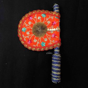 Orange Kids Punjabi Pakhi Hand Fan T0384