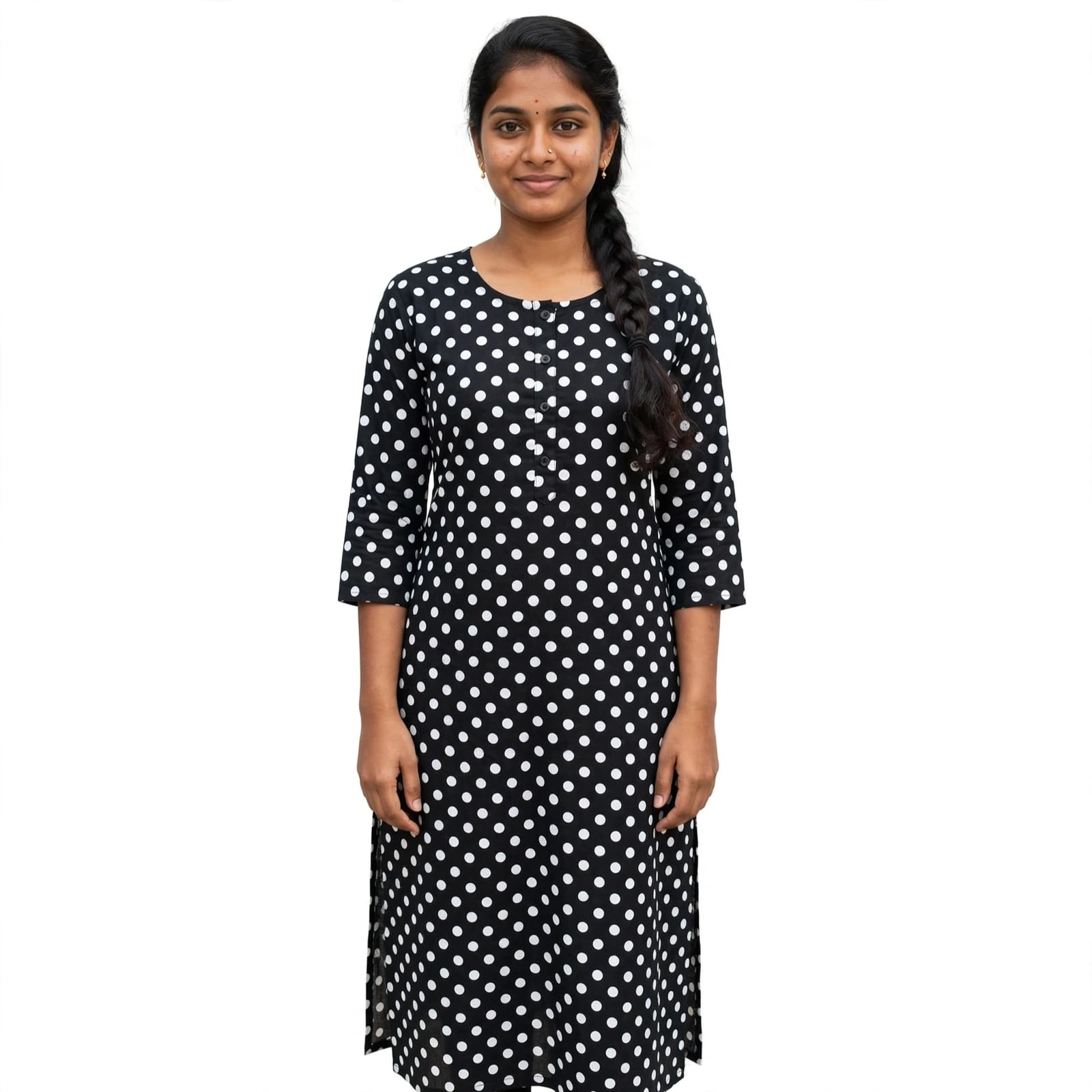 Black Polka Print American Crepe Fabric PAC77 7 PAC77 7