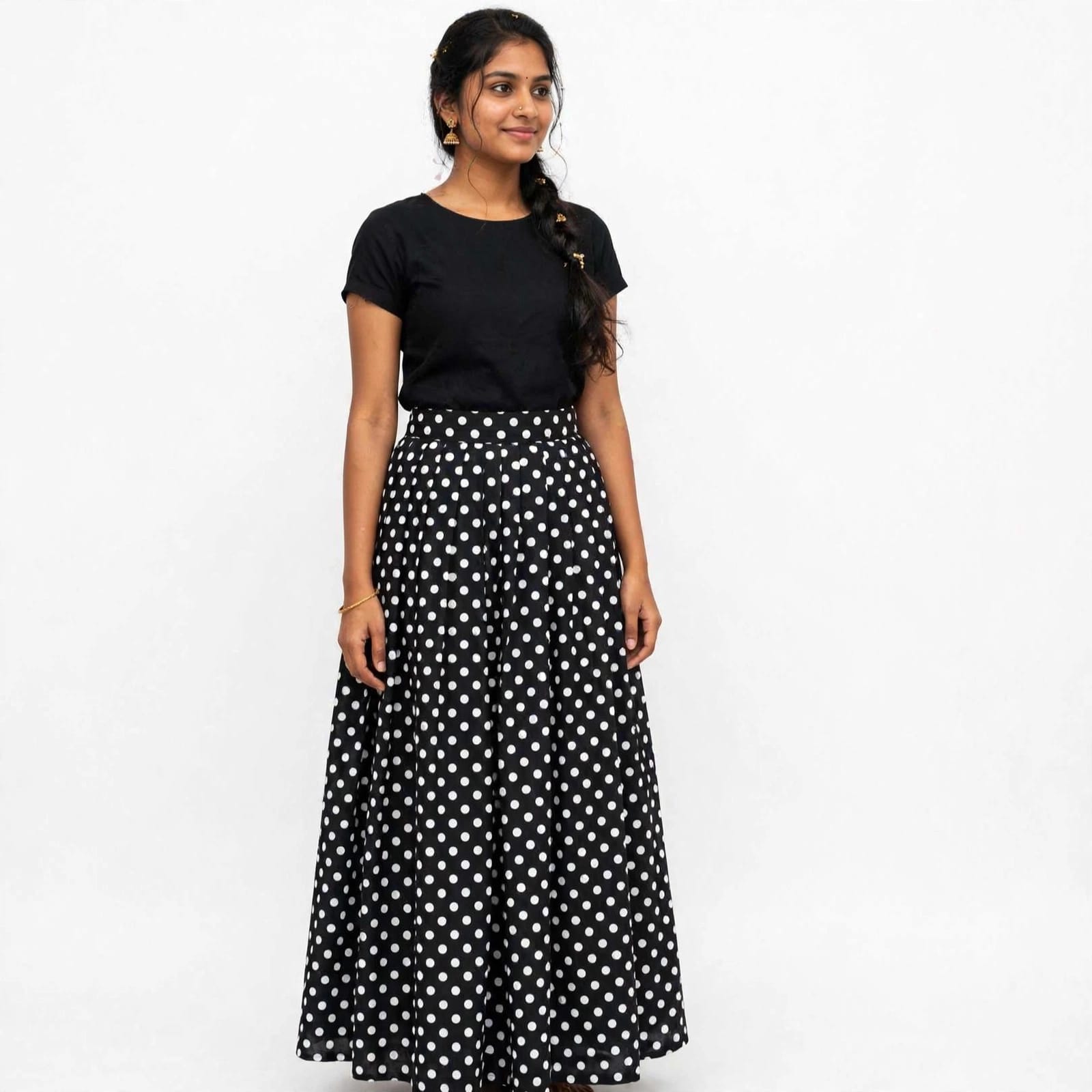 Black Polka Print American Crepe Fabric PAC77 5 PAC77 8