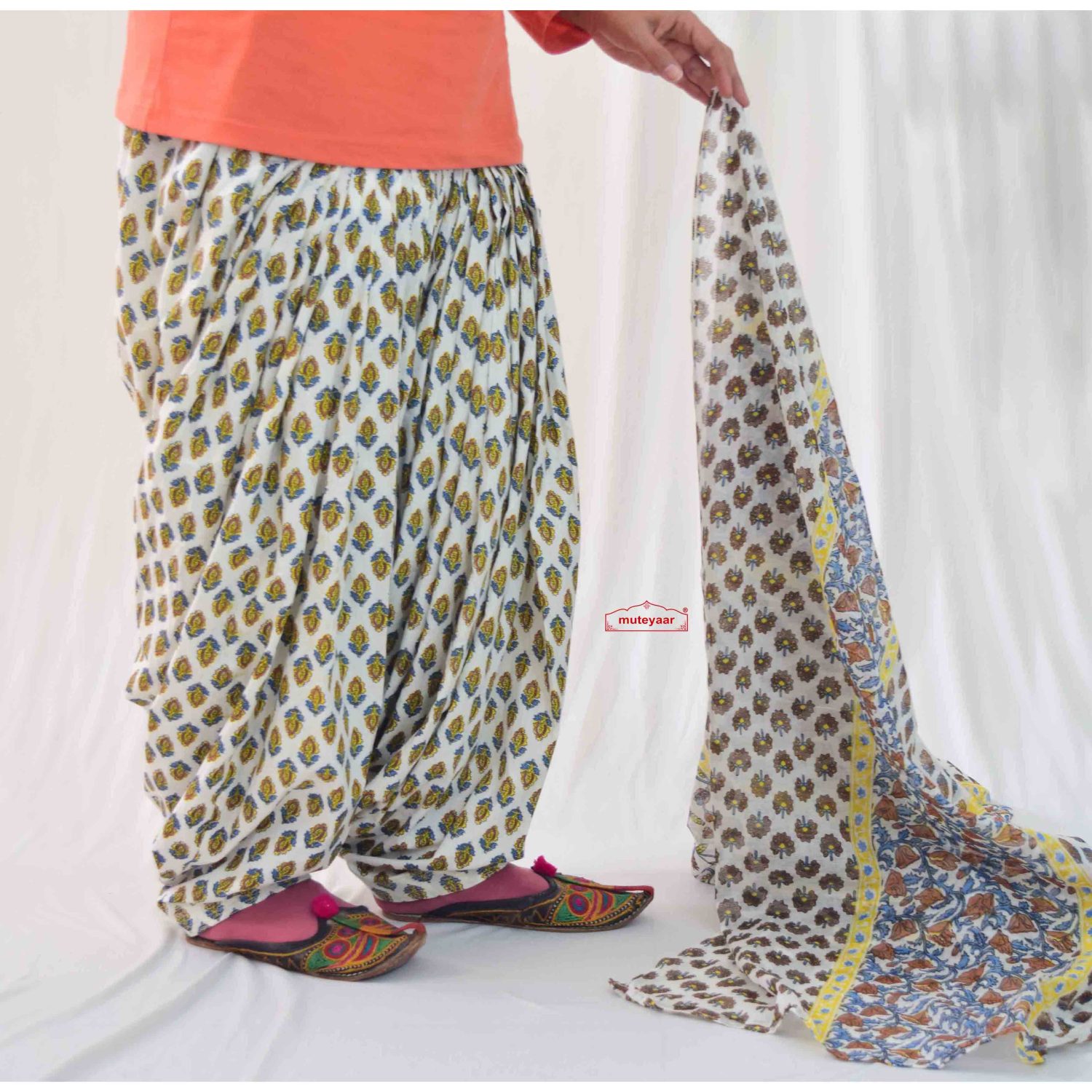Printed Cotton Patiala Salwar Dupatta PSD314 3 Printed Cotton Patiala Salwar Dupatta PSD314
