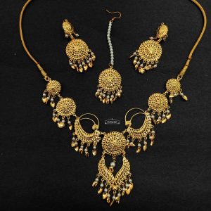 Designer Golden Punjabi Jewellery Set J0741