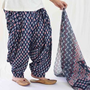 Black Printed Cotton Patiala Salwar Dupatta Set PSD331