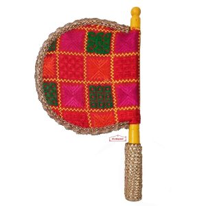 Multicolour Phulkari Pakhi Hand Fan T0393