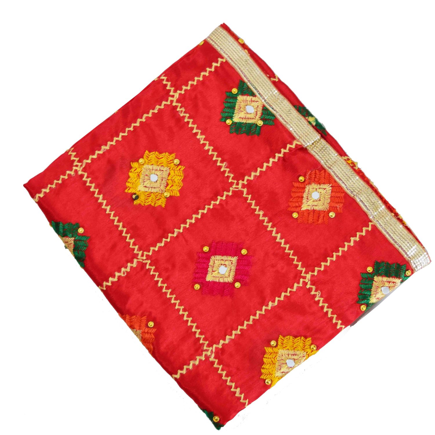 Semi Chinon Red Phulkari Dupatta D0969 5 Semi Chinon Red Phulkari Dupatta D0969