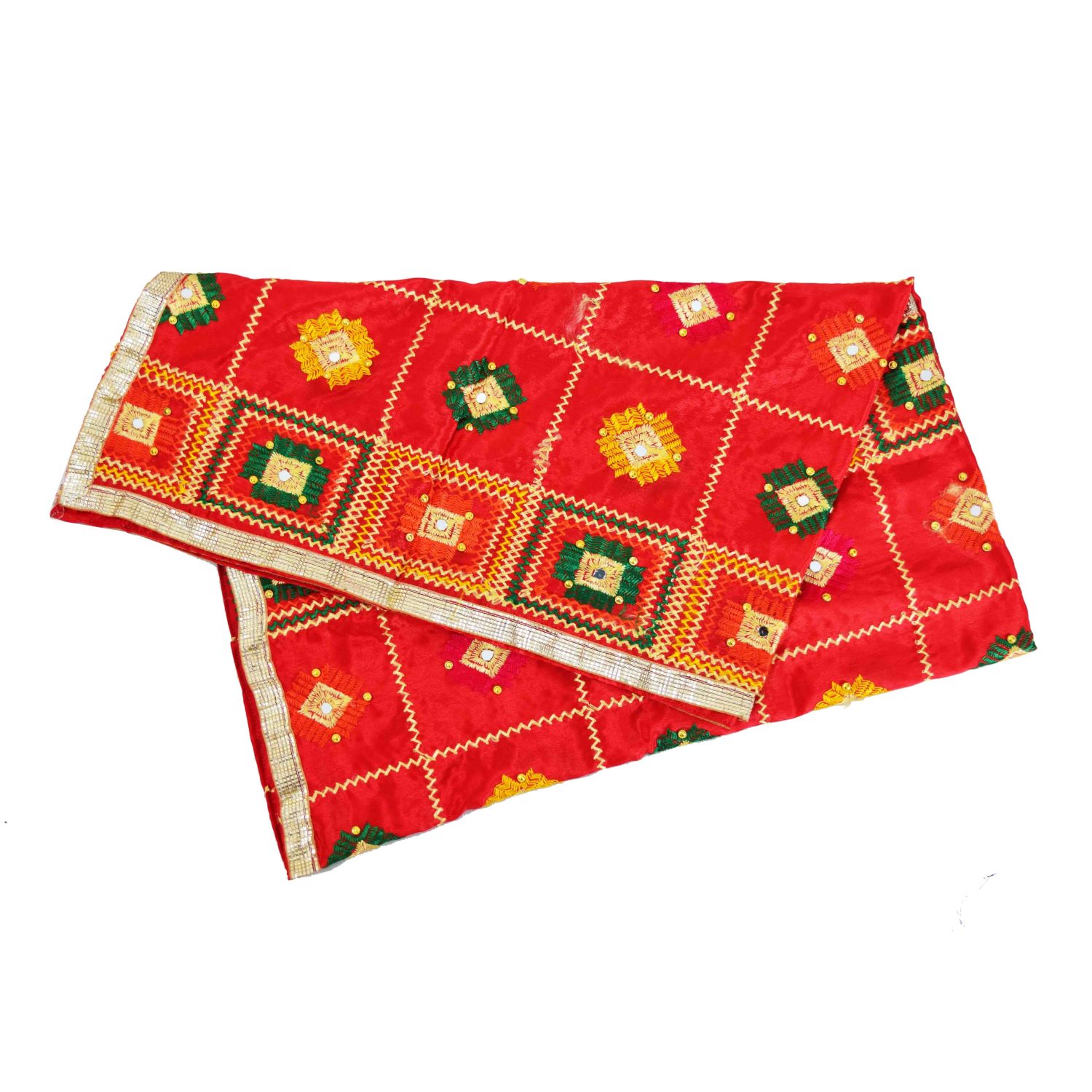 Semi Chinon Red Phulkari Dupatta D0969 7 Semi Chinon Red Phulkari Dupatta D0969
