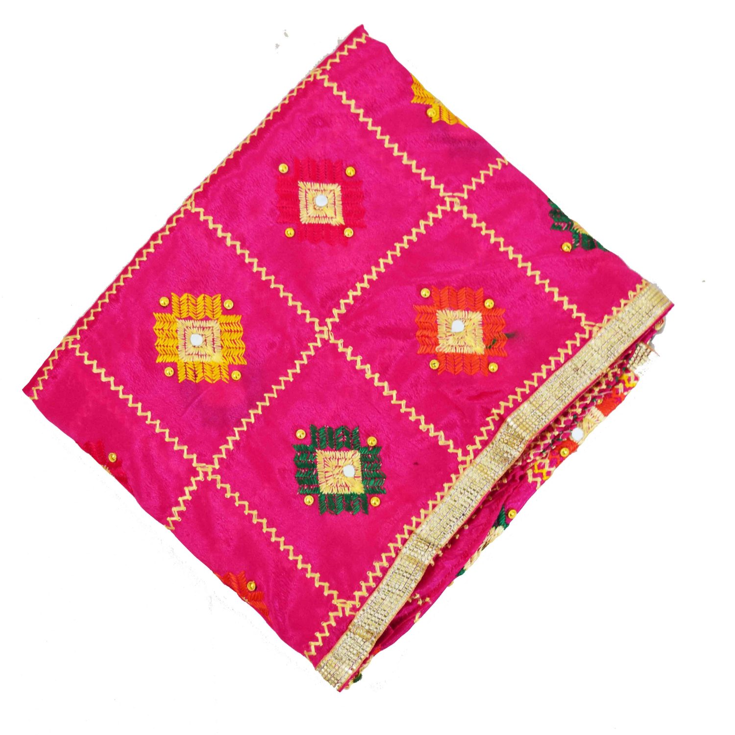 Magenta Semi Chinon Phulkari Dupatta D0970 5 Magenta Semi Chinon Phulkari Dupatta D0970