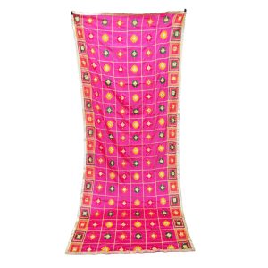 Magenta Semi Chinon Phulkari Dupatta D0970