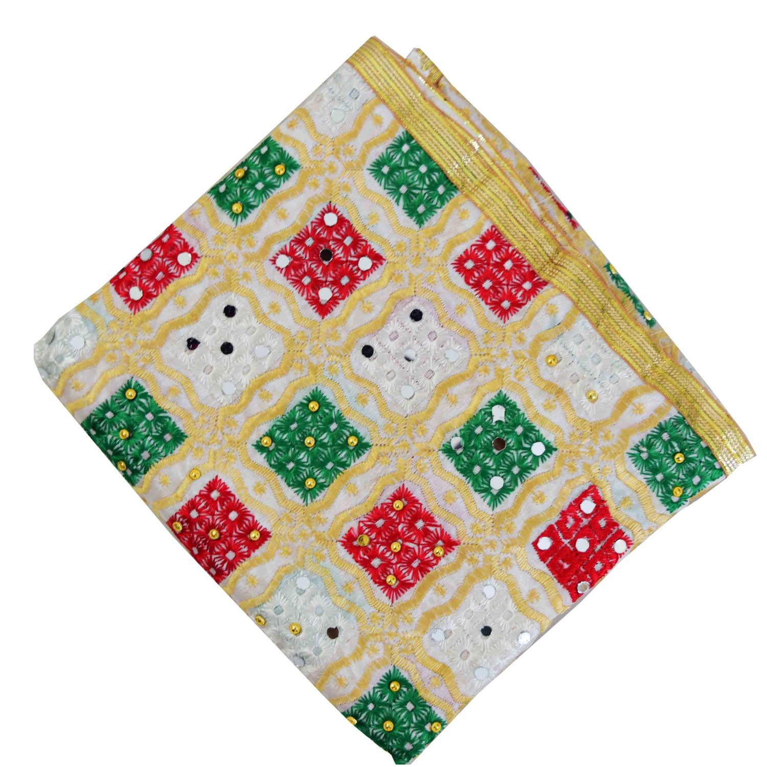 White Semi Chinon Phulkari Dupatta D0972 3 White Semi Chinon Phulkari Dupatta D0972