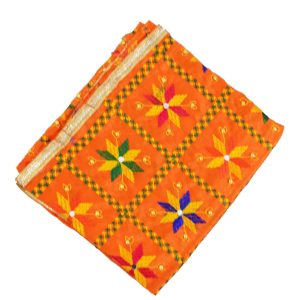 Semi Chinon Orange Phulkari Dupatta D0977