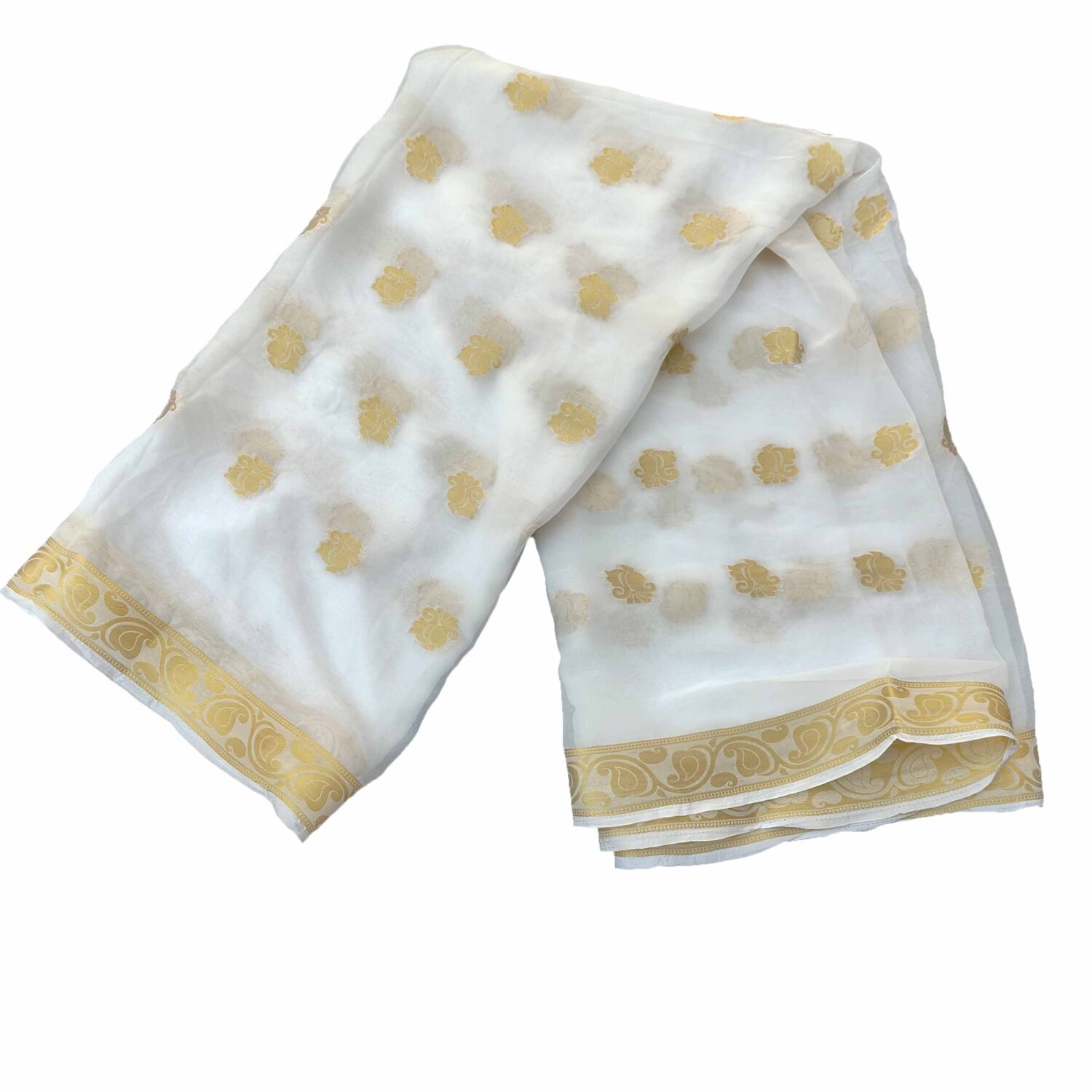 Faux Georgette Dyeable Dupatta with Golden Butties D0983 3 Faux Georgette Dyeable Dupatta with Golden Butties D0983