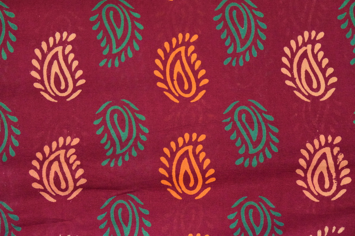 Maroon Printed Pure Cotton Fabric PC358