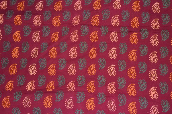 Maroon Printed Pure Cotton Fabric PC358 5 Maroon Printed Pure Cotton Fabric PC358