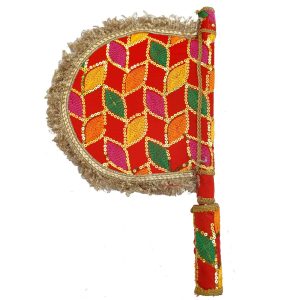 Red Embroidered Hand Fan Pakhi T0397