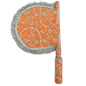 Embroidered Hand Fan Peach Punjabi Pakhi – T0399