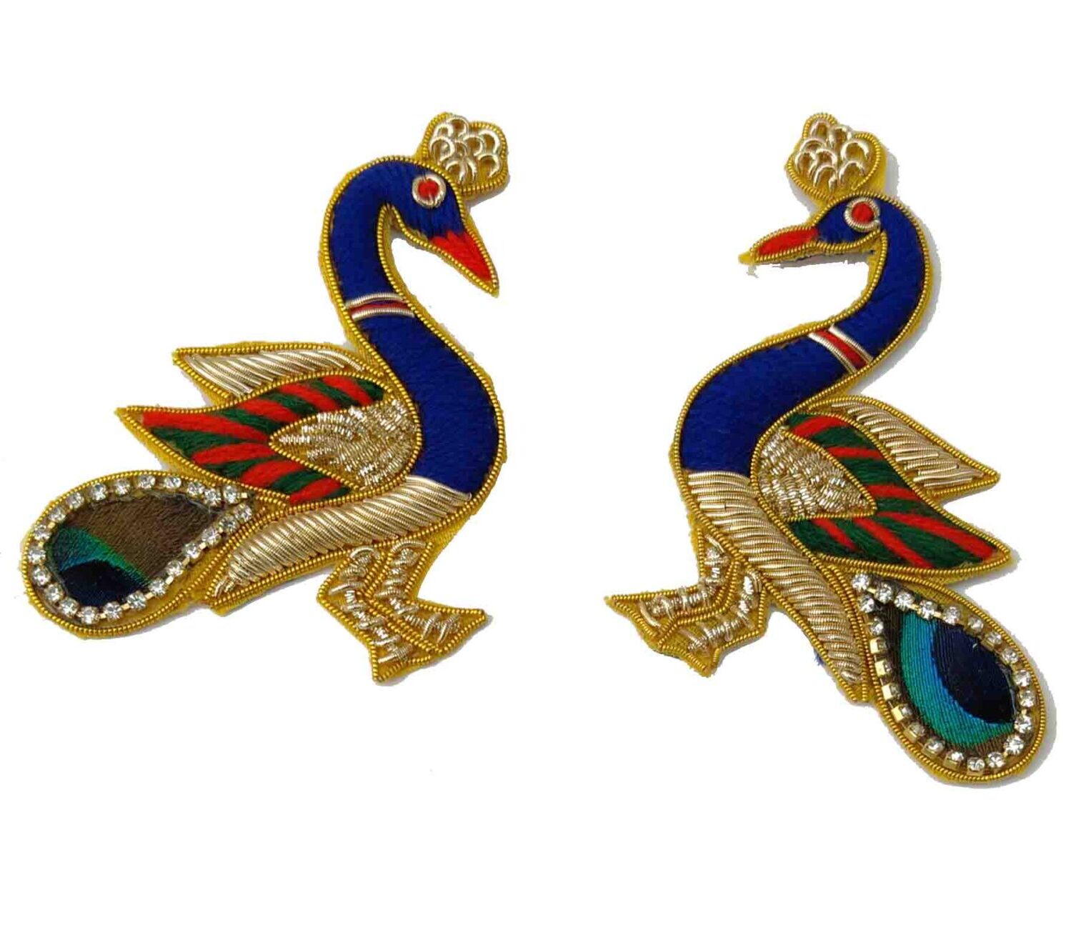 Embroidered Peacock Patch Motif pair MT102 3 MT102