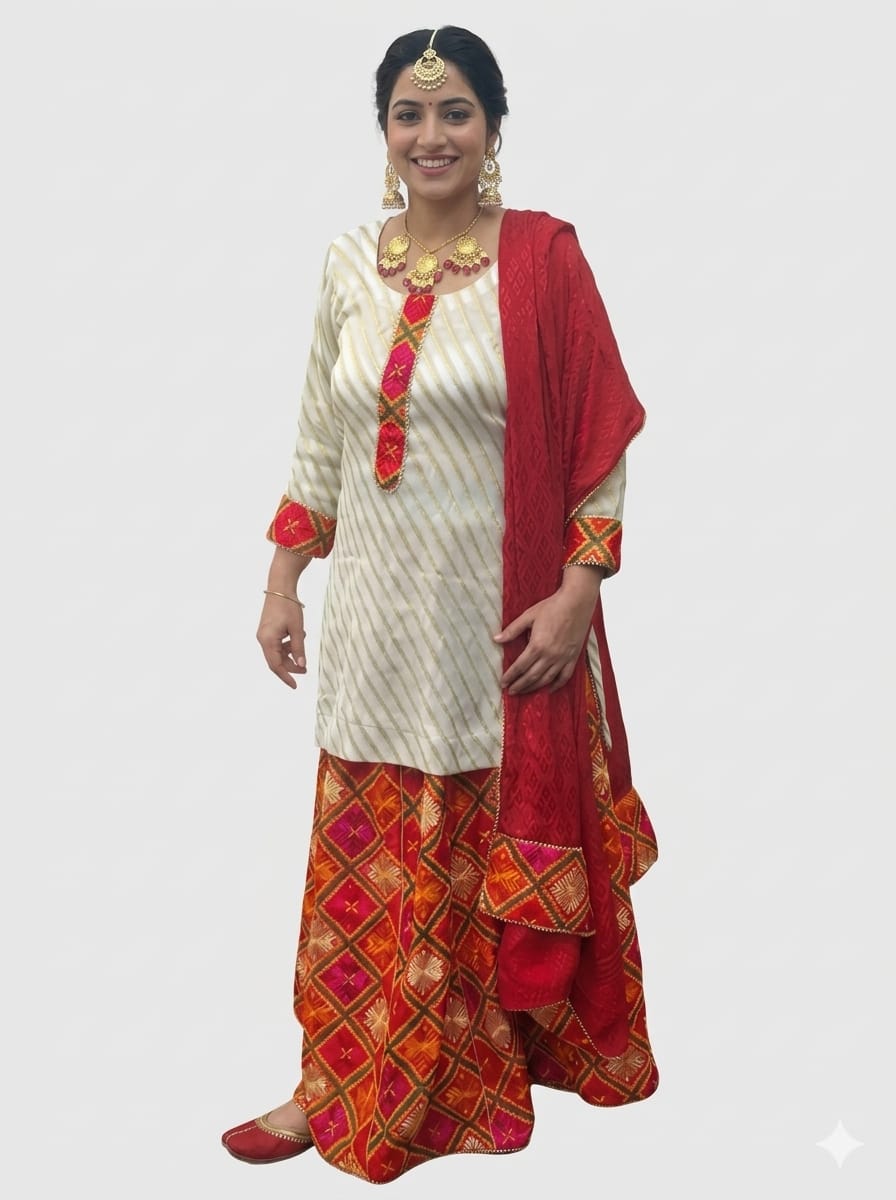 Phulkari Lehenga Dress Set with customised stitching PHL01 2 Phulkari lehenga dress PHL01