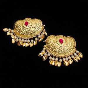 Golden Hair Clips Jewellery Pair J0788